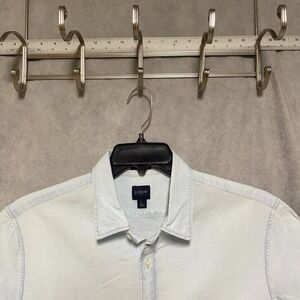 J Crew Shirt Men L Blue Chambray Slim Button Up Western Chore Work Casual Hybrid